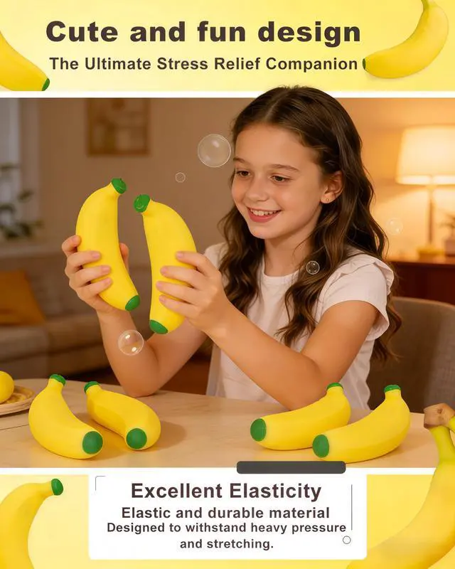 Alt view image 7 of 7 - 2 Pack Dumpling Squishy Stress Ball Soft TPR Squeeze Toy with Mini Steamer, Realistic Steamed Bun Texture, Sensory Fidget Toy for Kids & Adults, Anxiety Relief Desk Toy (Banana)