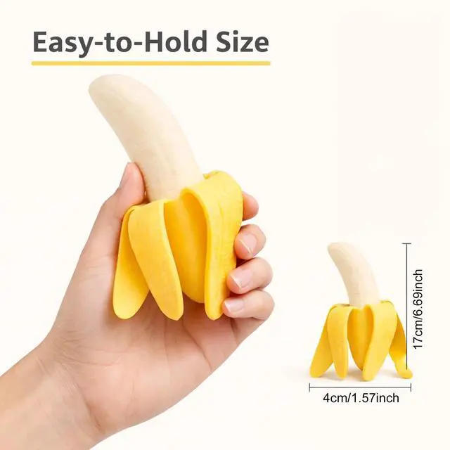 Alt view image 2 of 7 - Realistic Banana Squishy, Soft Slow Rising Banana Squeeze Toys, Fun Desk Stress Reducer for Adults, Sensory Squeeze Ball with Peeled Design, Office Relaxation Gadget
