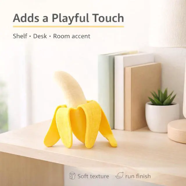 Alt view image 7 of 7 - Realistic Banana Squishy, Soft Slow Rising Banana Squeeze Toys, Fun Desk Stress Reducer for Adults, Sensory Squeeze Ball with Peeled Design, Office Relaxation Gadget