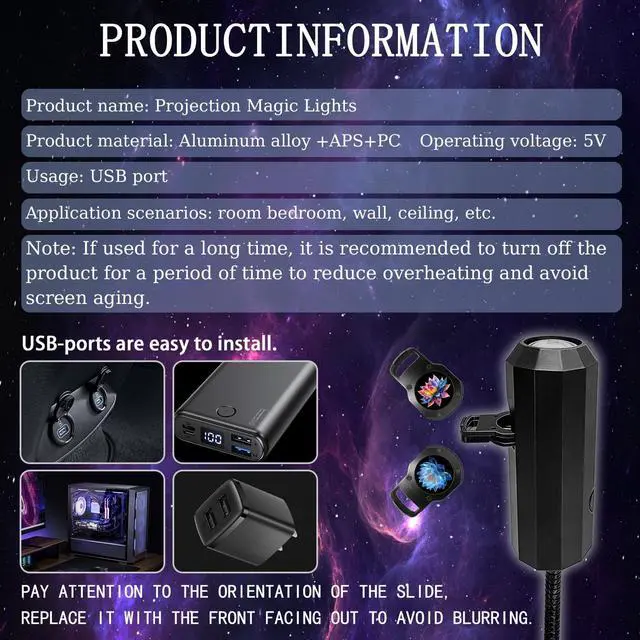 Alt view image 4 of 7 - Lotus-Shaped Projector Lamp, 6 Interchangeable Light Sheets, USB Plug-and-Play, Suitable for Wall and Ceiling Decoration, or as a Bedside Nightlight to Create a Romantic Atmosphere