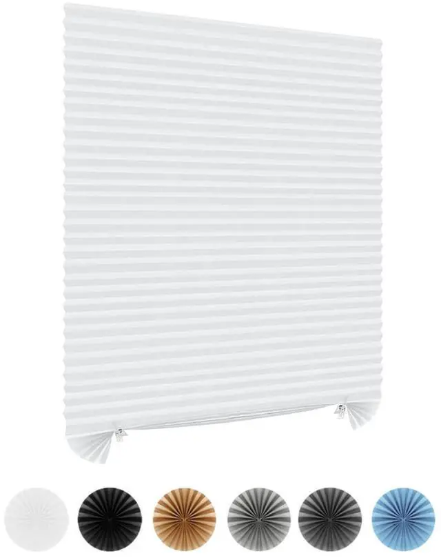 Main image of Window Blinds Cordless No Drill Cut to Size Clip On Stick On Self Adhesive Temporary Blinds Pleated Paper Blinds for Windows Doors Shades for Home Nursery Bedroom Kitchen Bathroom