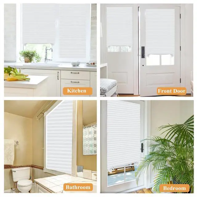 Alt view image 6 of 7 - Window Blinds Cordless No Drill Cut to Size Clip On Stick On Self Adhesive Temporary Blinds Pleated Paper Blinds for Windows Doors Shades for Home Nursery Bedroom Kitchen Bathroom