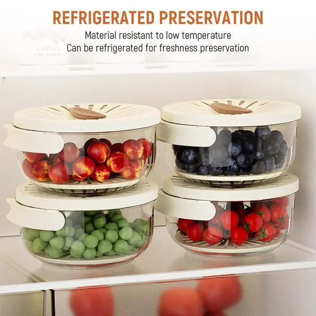 Alt view image 3 of 7 - 2 in 1 Drainer and Strainer, Collapsible Fruit Washing Basket with Cover and Handle, Multifunctional Vegetable Washing Drain Bowl, Keep Fruit Vegetable Fresh Longer, White 6.1" x 3.27"