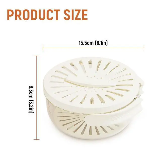 Alt view image 7 of 7 - 2 in 1 Drainer and Strainer, Collapsible Fruit Washing Basket with Cover and Handle, Multifunctional Vegetable Washing Drain Bowl, Keep Fruit Vegetable Fresh Longer, White 6.1" x 3.27"
