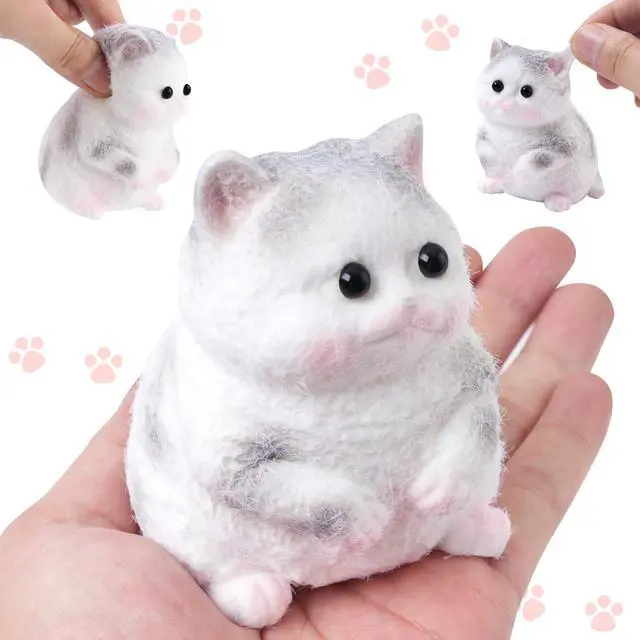 Main image of Handmade Cat Squishy Toy, Soft Cat Squeeze Toy for Adults, Stress Relief Squishy Cat Toy, Funny Desk Gifts, Travel & Office Relaxation Toy