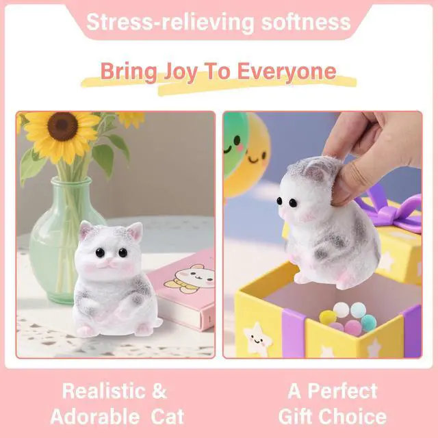 Alt view image 5 of 6 - Handmade Cat Squishy Toy, Soft Cat Squeeze Toy for Adults, Stress Relief Squishy Cat Toy, Funny Desk Gifts, Travel & Office Relaxation Toy