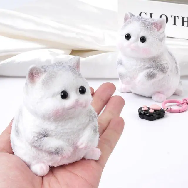 Alt view image 6 of 6 - Handmade Cat Squishy Toy, Soft Cat Squeeze Toy for Adults, Stress Relief Squishy Cat Toy, Funny Desk Gifts, Travel & Office Relaxation Toy