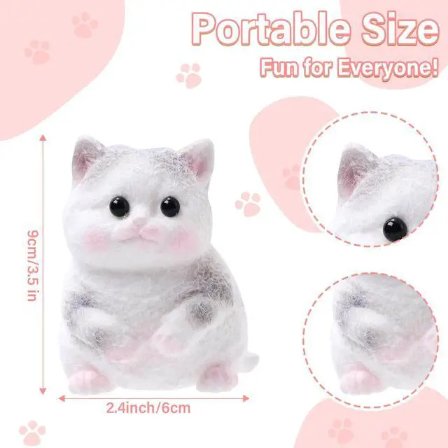 Alt view image 2 of 6 - Handmade Cat Squishy Toy, Soft Cat Squeeze Toy for Adults, Stress Relief Squishy Cat Toy, Funny Desk Gifts, Travel & Office Relaxation Toy