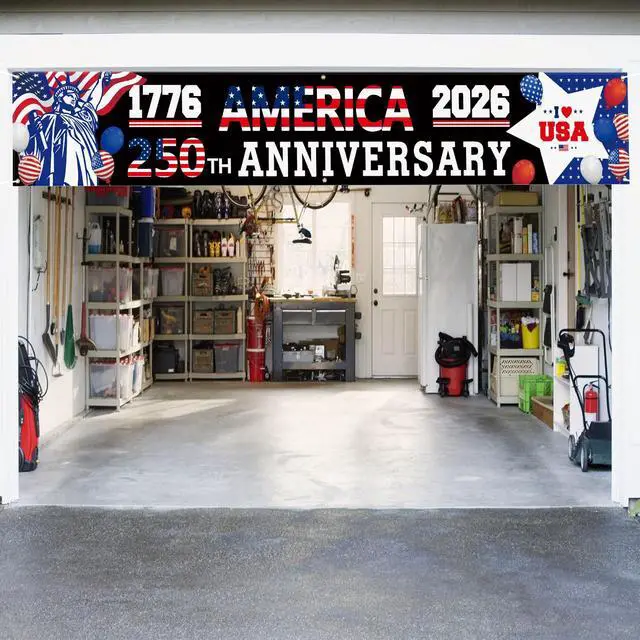 Alt view image 7 of 7 - 250 Anniversary Banner 120" x 20" American 1776-2026 The Statue of Liberty Balloons 250th Anniversary Patriotic Party Supplies Home Decorations for Outdoor, Indoor, Yard, Garden, Porch, Lawn