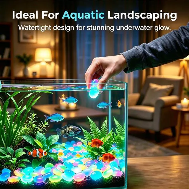 Alt view image 5 of 6 - Night Guide Pebbles, 2026 New Colorful Luminous Garden Stones, Rainbow Glow in the Dark Stepping Rocks Outdoor Landscaping Decor Glowing Stones Fish Tank Aquarium Decorations 200PCS
