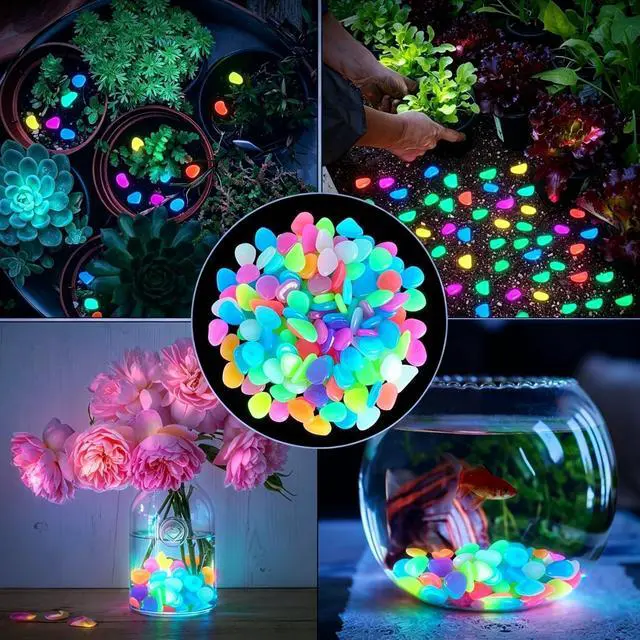 Alt view image 6 of 6 - Night Guide Pebbles, 2026 New Colorful Luminous Garden Stones, Rainbow Glow in the Dark Stepping Rocks Outdoor Landscaping Decor Glowing Stones Fish Tank Aquarium Decorations 200PCS