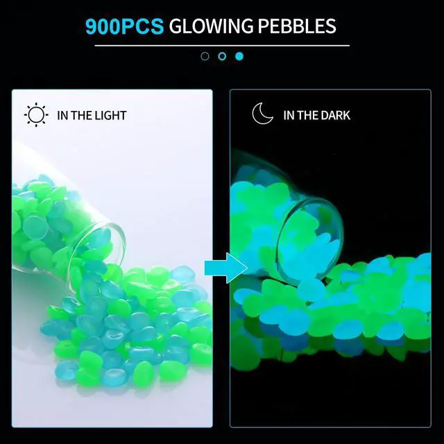 Alt view image 2 of 7 - 900pcs Glow in The Dark Rocks Outdoor Decorations Stones Small Luminous Pebbles Indoor/Outdoor Decor for Garden Fish Tank Aquarium Planter Walkway - Multi