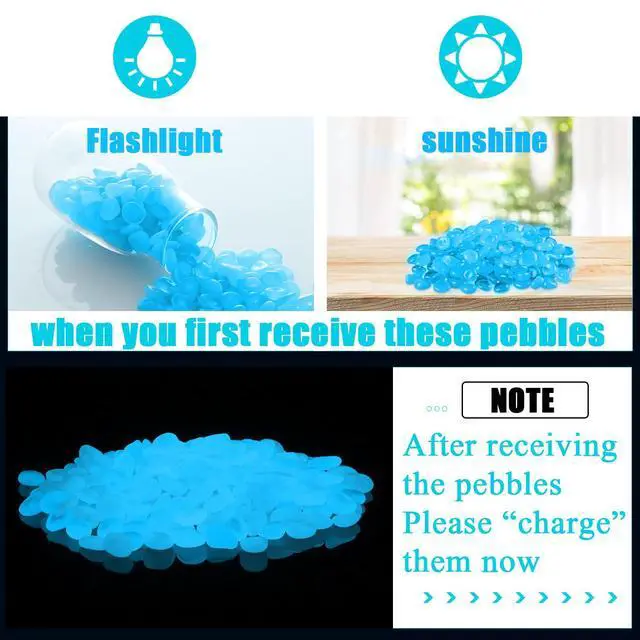 Alt view image 3 of 7 - 900pcs Glow in The Dark Rocks Outdoor Decorations Stones Small Luminous Pebbles Indoor/Outdoor Decor for Garden Fish Tank Aquarium Planter Walkway - Multi