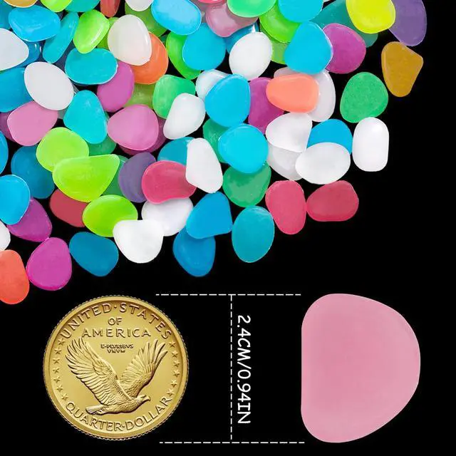 Alt view image 2 of 6 - 350 PCS Luminous Stones Mixed Color Glow Rocks Decorations DIY Decorative Pebbles for Aquarium Fish Tank Sidewalk Garden Path Patio Terrace Lawn Yard Ornaments Colorful Cobbles Decor FD05MX350