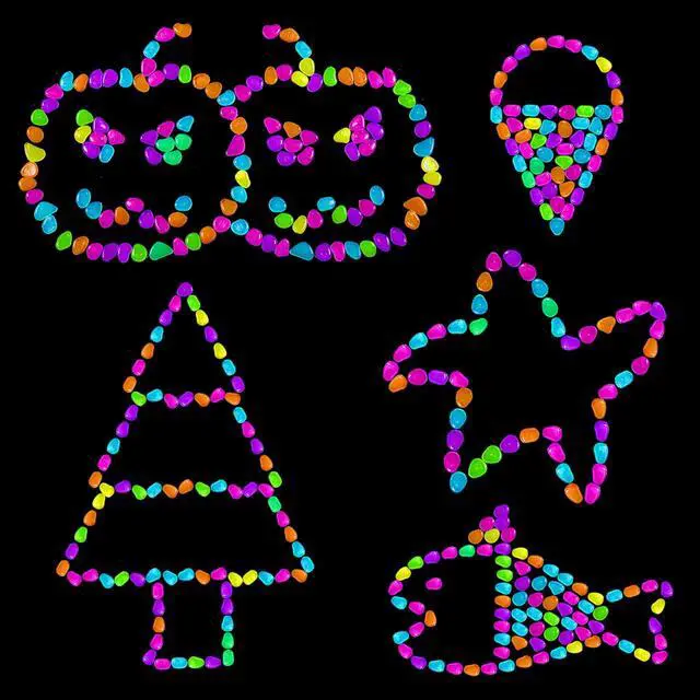 Alt view image 4 of 6 - 350 PCS Luminous Stones Mixed Color Glow Rocks Decorations DIY Decorative Pebbles for Aquarium Fish Tank Sidewalk Garden Path Patio Terrace Lawn Yard Ornaments Colorful Cobbles Decor FD05MX350