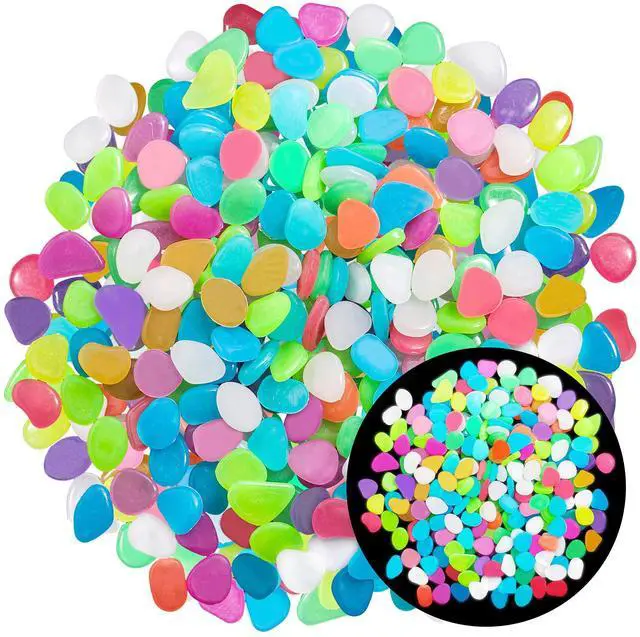Main image of 350 PCS Luminous Stones Mixed Color Glow Rocks Decorations DIY Decorative Pebbles for Aquarium Fish Tank Sidewalk Garden Path Patio Terrace Lawn Yard Ornaments Colorful Cobbles Decor FD05MX350