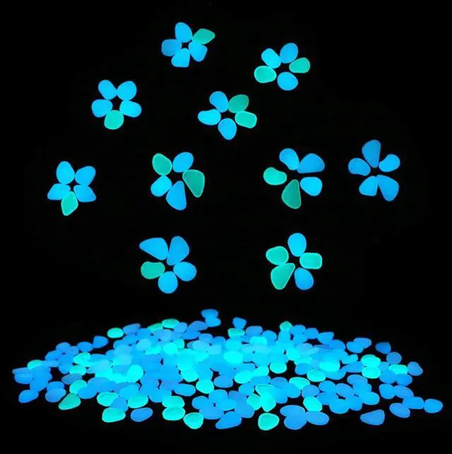 Alt view image 4 of 7 - Glow in The Dark Garden Pebbles Stones Rocks for Yard and Walkways Decor, DIY Decorative Luminous Stones in Blue (200 PCS)