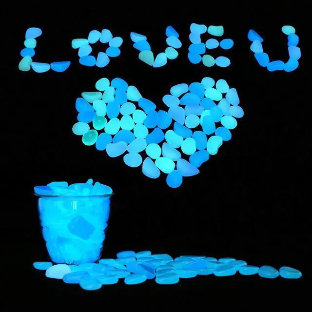 Alt view image 6 of 7 - Glow in The Dark Garden Pebbles Stones Rocks for Yard and Walkways Decor, DIY Decorative Luminous Stones in Blue (200 PCS)