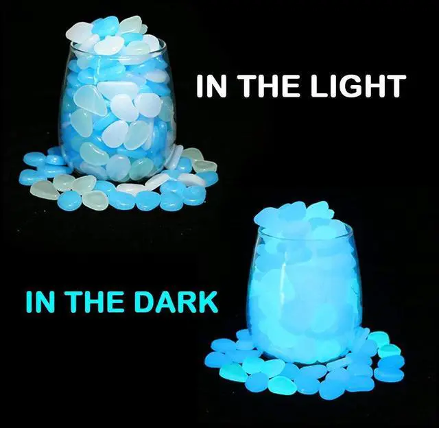 Alt view image 2 of 7 - Glow in The Dark Garden Pebbles Stones Rocks for Yard and Walkways Decor, DIY Decorative Luminous Stones in Blue (200 PCS)