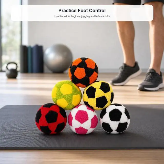 Alt view image 4 of 4 - 6 Pack Handmade Knitted Footbags - Crochet Foot Bag Juggling Balls for Adults - Beach Outdoor Kick Game Set