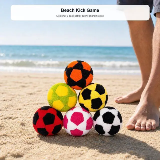 Alt view image 3 of 4 - 6 Pack Handmade Knitted Footbags - Crochet Foot Bag Juggling Balls for Adults - Beach Outdoor Kick Game Set