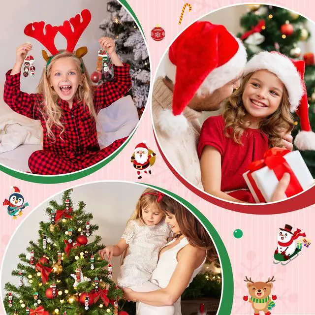 Alt view image 7 of 7 - Christmas Wooden Bead with Twine - 240Pcs DIY Santa Claus Snowman Gingerbread Man Elf Bead Garland Crafts, Xmas Farmhouse Rustic Round Decor Ornaments for Christmas Winter Party Home