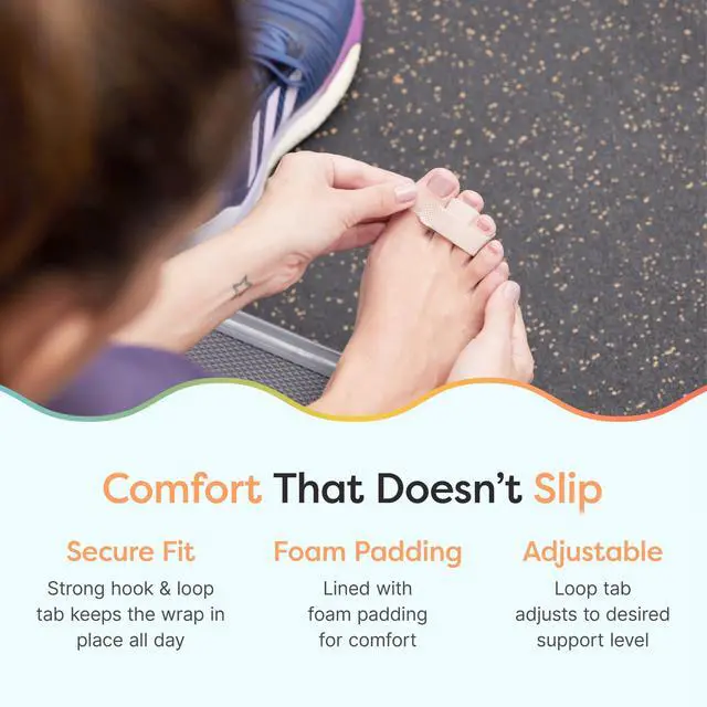 Alt view image 4 of 7 - Hammer Toe Corrector for Women & Men - Reusable Fabric Buddy Wraps for Broken Toes - Cushioned Toe Splint for Protection & Recovery & Hammertoe Straightener - 4 Count (OSFM, Beige)