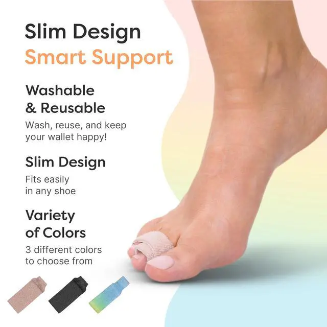 Alt view image 5 of 7 - Hammer Toe Corrector for Women & Men - Reusable Fabric Buddy Wraps for Broken Toes - Cushioned Toe Splint for Protection & Recovery & Hammertoe Straightener - 4 Count (OSFM, Beige)