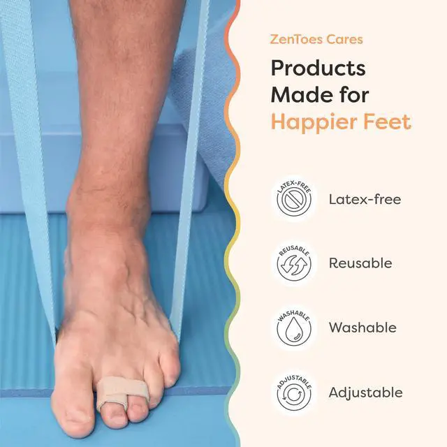Alt view image 7 of 7 - Hammer Toe Corrector for Women & Men - Reusable Fabric Buddy Wraps for Broken Toes - Cushioned Toe Splint for Protection & Recovery & Hammertoe Straightener - 4 Count (OSFM, Beige)