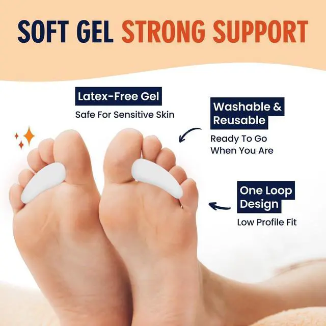 Alt view image 3 of 7 - Hammer Toe Corrector Gels - 2 Pairs - All-Day Relief for Crooked & Overlapping Toes - Soft Cushioning - Symptomatic Support for Toe Alignment - White - 1 Loop Design
