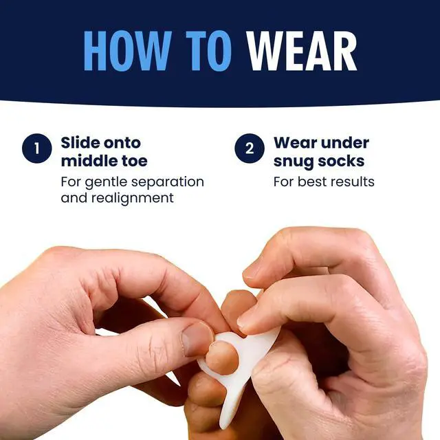 Alt view image 5 of 7 - Hammer Toe Corrector Gels - 2 Pairs - All-Day Relief for Crooked & Overlapping Toes - Soft Cushioning - Symptomatic Support for Toe Alignment - White - 1 Loop Design