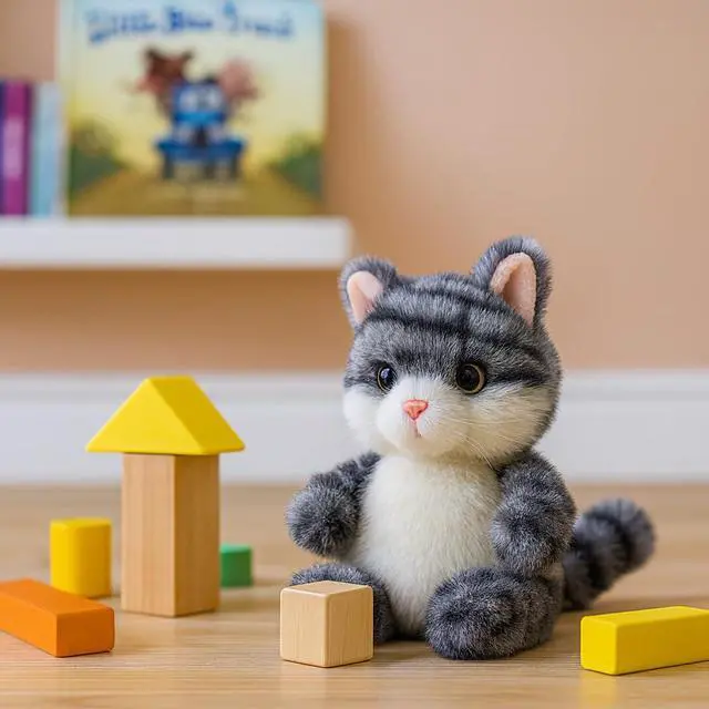 Alt view image 4 of 5 - Cat Stuffed Animal Adorable Sitting Kitten Plush Soft Stress Relief Plush Toy Cute Birthday Gifts for Kids Adults,Gray