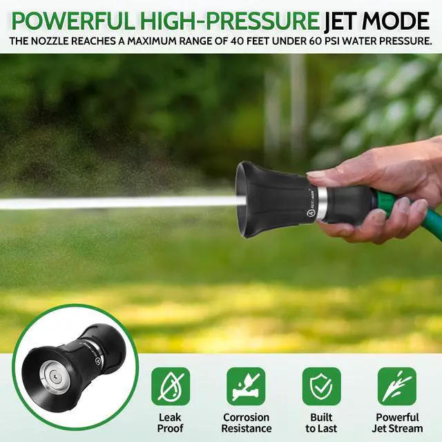 Alt view image 6 of 7 - Garden Hose Nozzle Heavy Duty, Fireman Hose Nozzle, High Pressure Water Hose Sprayer Nozzle, Adjustable Spray Nozzles for Washing Car, Cleaning Ground, Watering Plants, Showing Pets