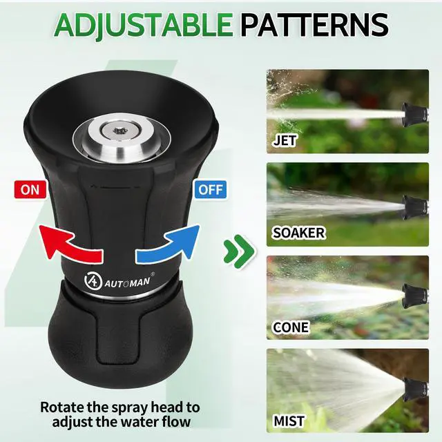 Alt view image 3 of 7 - Garden Hose Nozzle Heavy Duty, Fireman Hose Nozzle, High Pressure Water Hose Sprayer Nozzle, Adjustable Spray Nozzles for Washing Car, Cleaning Ground, Watering Plants, Showing Pets