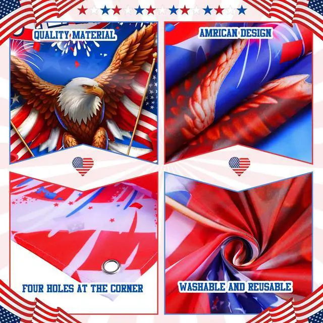 Alt view image 4 of 6 - 250 Years Birthday Decoration, 3.6 x 6 Ft American 1776-2026 Backdrop Birthday Banner 250th Anniversary Background for USA Independence Day 4th of July Patriotic Decor(Eagle)