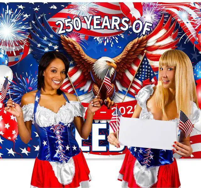 Alt view image 5 of 6 - 250 Years Birthday Decoration, 3.6 x 6 Ft American 1776-2026 Backdrop Birthday Banner 250th Anniversary Background for USA Independence Day 4th of July Patriotic Decor(Eagle)