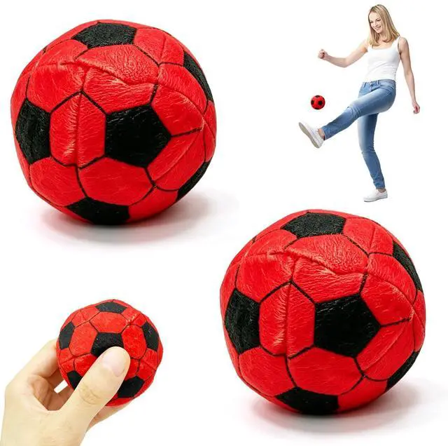 Main image of 2 Pack Soccer Footbag Ball, Soft Plush Kick Bag Toy for Foot Coordination and Juggling Practice, Soccer Style Foot Skill Training Ball for Indoor Outdoor Fun (Red)