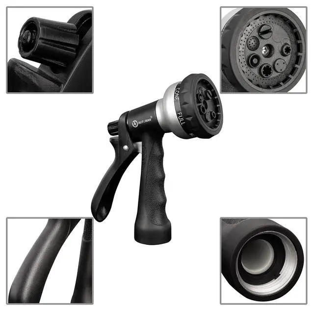 Alt view image 3 of 7 - Garden-Hose-Nozzle, ABS Water Spray Nozzle, 7 Adjustable Watering Patterns, Slip Resistant for Watering Plants, Lawn& Garden, Washing Cars, Cleaning, Showering Pets & Outdoor Fun.Silver Color