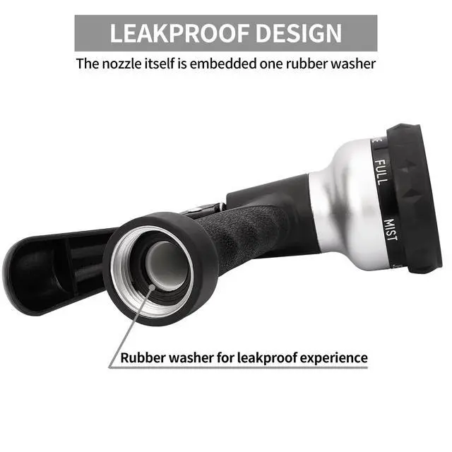 Alt view image 4 of 7 - Garden-Hose-Nozzle, ABS Water Spray Nozzle, 7 Adjustable Watering Patterns, Slip Resistant for Watering Plants, Lawn& Garden, Washing Cars, Cleaning, Showering Pets & Outdoor Fun.Silver Color