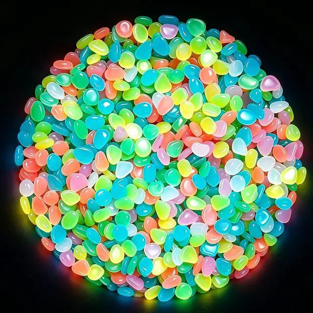 Main image of 200PCS Colorful Glow-in-the-Dark Garden Stones,Garden Pebbles Stones,Glow Stones,for Aquarium Fish Tank Garden Path Lawn Yard Colorful Cobbles Decor