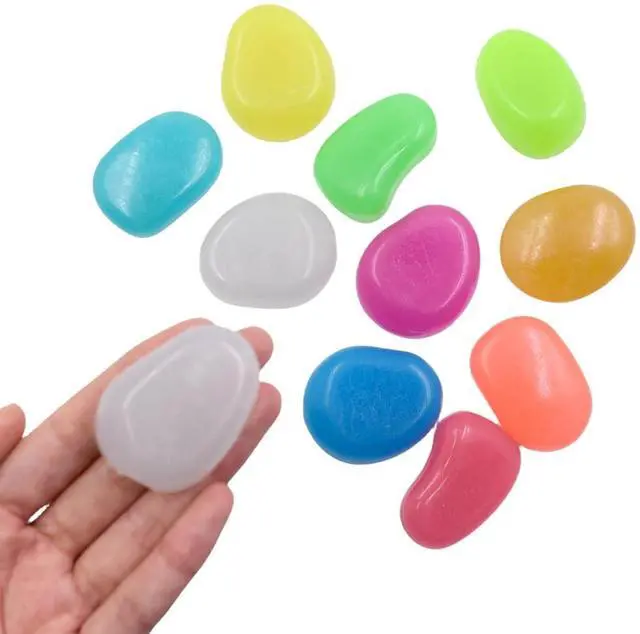 Main image of 20Pcs Large Glow Pebbles Glow in The Dark Decorative Stones Rocks for Garden Path Walkway Yard Fish Tank, 1.7",Mixed Color