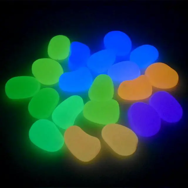 Alt view image 2 of 7 - 20Pcs Large Glow Pebbles Glow in The Dark Decorative Stones Rocks for Garden Path Walkway Yard Fish Tank, 1.7",Mixed Color
