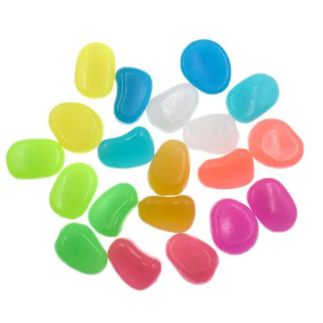 Alt view image 3 of 7 - 20Pcs Large Glow Pebbles Glow in The Dark Decorative Stones Rocks for Garden Path Walkway Yard Fish Tank, 1.7",Mixed Color