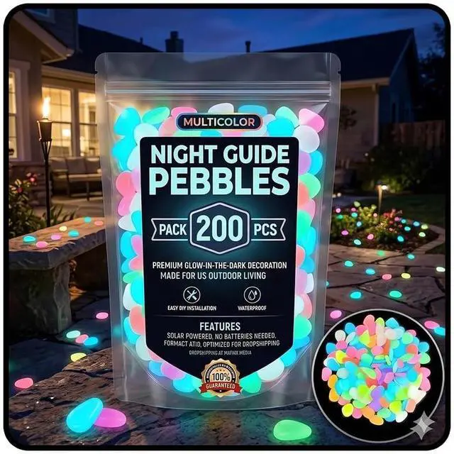 Main image of Colorful Glow in the Dark Garden Stones Outdoor Night Guide Luminous Pebbles Rainbow Night Guide Garden Pebbles Glowing Stones for Walkway Glowing Stones Fish Tank Aquarium Decorations(200pcs)