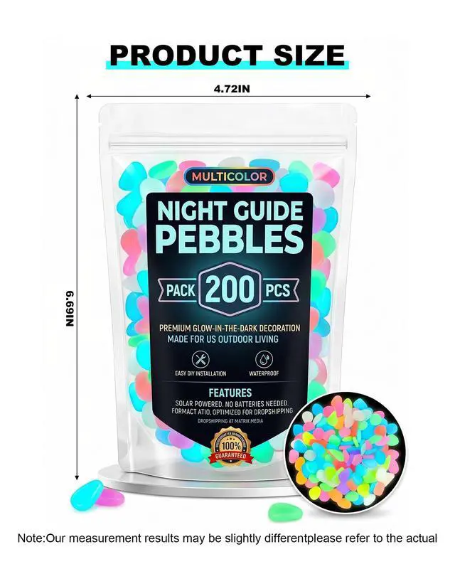 Alt view image 2 of 7 - Colorful Glow in the Dark Garden Stones Outdoor Night Guide Luminous Pebbles Rainbow Night Guide Garden Pebbles Glowing Stones for Walkway Glowing Stones Fish Tank Aquarium Decorations(200pcs)