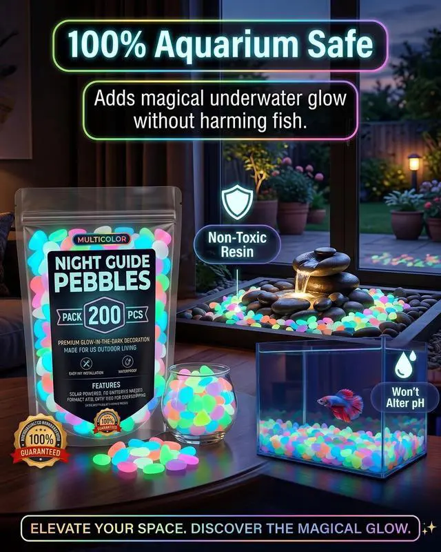 Alt view image 4 of 7 - Colorful Glow in the Dark Garden Stones Outdoor Night Guide Luminous Pebbles Rainbow Night Guide Garden Pebbles Glowing Stones for Walkway Glowing Stones Fish Tank Aquarium Decorations(200pcs)