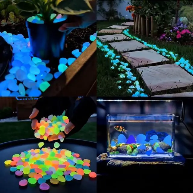 Alt view image 4 of 7 - Colorful Glow-in-the-Dark Garden Stones Mixed Night Guide Luminous Pebbles Glow in The Dark Rocks for Aquarium Fish Tank Garden Path Patio Terrace Lawn Yard Ornaments(200, Multi-Colored)