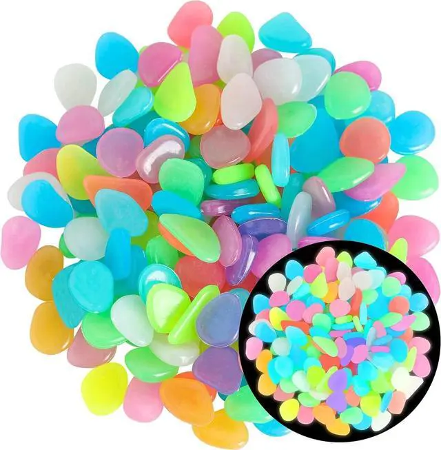 Alt view image 7 of 7 - Colorful Glow-in-the-Dark Garden Stones Mixed Night Guide Luminous Pebbles Glow in The Dark Rocks for Aquarium Fish Tank Garden Path Patio Terrace Lawn Yard Ornaments(200, Multi-Colored)