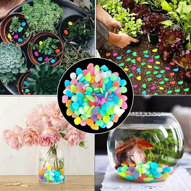 Alt view image 6 of 7 - Colorful Glow-in-the-Dark Garden Stones Mixed Night Guide Luminous Pebbles Glow in The Dark Rocks for Aquarium Fish Tank Garden Path Patio Terrace Lawn Yard Ornaments(200, Multi-Colored)