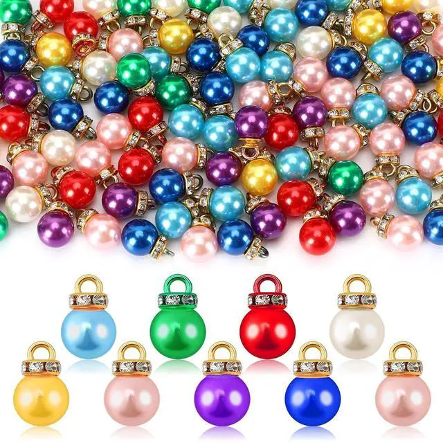 Main image of 180PCS Christmas Mini Balls Ornaments Multicolour Imitation Pearl Pendants Miniature Xmas Tree Hanging Decorations Small Vintage Glitter Balls for Holiday Party Indoor DIY Craft Supplies